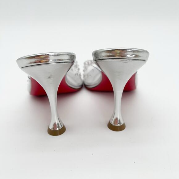 Christian Louboutin Degramule Silver PVC Strass Gradient Mule Sandal Heels EU 36 - Picture 8 of 12